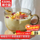 拜杰早餐杯燕麥杯玻璃碗茶色玻璃杯杯子牛奶杯馬克杯水杯帶勺子430ML