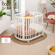 Boori奧西斯新生嬰兒床實(shí)木多功能bb寶寶拼接床櫸木圓床可調解移動(dòng) 山毛櫸【薏米白】+椰棕床墊+床品
