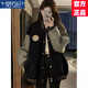 莫代爾棒球服外套女2025春秋冬新款加絨加厚初高中學(xué)生寬松時(shí)尚夾克上衣 黑色 M 建議100-115斤
