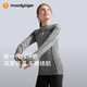 moodytiger女童一體織運動(dòng)長(cháng)袖秋冬款兒童上衣提花透氣緊身舒適彈力圓領(lǐng)T恤