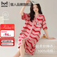 貓人睡衣女100%純棉睡裙女士夏季短袖開(kāi)衫連衣裙新款少女流行家居服 【100%純棉】款式一 M 【建議85-100斤】
