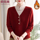 俞兆林（YUZHAOLIN）新中式媽媽冬裝假兩件加絨毛衣50歲中年女國風(fēng)針織內搭保暖打底衫 安哥拉紅加絨上衣 2XL （適合100-115斤）