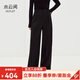 水云間高級感黑色垂墜感闊腿褲女直筒西裝長(cháng)褲子薄絨保暖簡(jiǎn)約2025冬新款 黑色 XL
