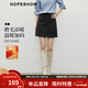 紅袖（hopeshow）通勤顯瘦半身裙2025冬季新款女裝幾何袋蓋拼接側拉鏈A字磨毛短裙 深灰080 M