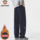 大嘴猴（paul frank）褲子男士重磅衛褲男秋冬季潮牌寬松休閑褲男褲運動(dòng)褲 黑色加絨 XL