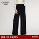 歌莉婭絲絨褲子女秋冬2025新款寬松厚款闊腿褲直筒長(cháng)褲1ENL1I320 00B黑色 M