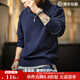 馬登工裝美式休閑海鷗polo領(lǐng)衛衣男老錢(qián)風(fēng)灰色針織男士長(cháng)袖polo衫秋季 藏青色 /藍黑色 2XL