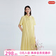 飛鳥(niǎo)和新酒襯衫連衣裙女中長(cháng)款夏季新款寬松短袖氣質(zhì)繡花裙 黃綠HCF04 L