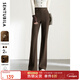 尚都比拉颯美利落氣質(zhì)通勤OL顯瘦時(shí)髦復古高腰顯瘦微嗽長(cháng)褲加絨加厚闊腿褲 134K52218咖色（加絨） M