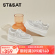 星期六板鞋女厚底網(wǎng)面透氣亮片運動(dòng)舒適小白鞋新款學(xué)生松糕鞋子 米白 35 (225mm) 標準碼