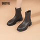 dusto大東冬季新款女短靴時(shí)裝靴女圓頭低跟拉鏈粗跟短靴女鞋