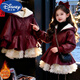 迪士尼（DISNEY）女童紅色加絨花邊皮衣派克服外套26新款冬裝中長(cháng)款小香風(fēng)年服風(fēng)衣 紅色花邊皮外套【加絨】 140 cm