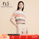 HRTIS女裝 撞色條紋短袖針織衫AR5524004-010 如圖 XL