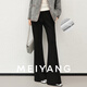 美洋（MEIYANG）生姜二號喇叭褲 彈力抓絨保暖港風(fēng)微喇【大50】-周二 黑色（常規版） L