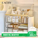 EACHY化妝品收納盒桌面抽屜式梳妝臺置物架護膚品口紅透明收納盒白色