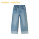 巴拉巴拉【balaOne】童裝女童春秋牛仔褲直筒寬松紅色新年拜年長(cháng)褲