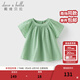 戴維貝拉（DAVE＆BELLA）兒童裙式上衣女童新款短袖打底衫洋氣中大童t恤小女孩夏天衣服 綠色【現貨】 160 cm（建議身高150-160cm）