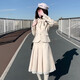 久川小姐】布丁熊原創(chuàng  )JK制服毛呢西裝外套蝴蝶結千金學(xué)院風(fēng)裙套裝 米白色一套（上衣(加棉)+裙子） L 110-120