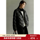 獨束大碼女裝【華夫餅羽絨服】毛織領(lǐng)輕薄羽絨服2024冬季短款外套 高級黑 XL (尺碼：3)