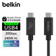 貝爾金（BELKIN）雷電拓展投屏 USB4全功能數據線(xiàn) 1.2米兼容雷電3傳輸4K@60Hz Type-C線(xiàn) 240W快充 20Gbps