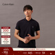Calvin KleinJeans夏季男士商務(wù)休閑通勤簡(jiǎn)約ck印花純色翻領(lǐng)短袖T恤POLO衫 CHW-藏青色 S