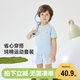 威爾貝魯（WELLBER）男女?huà)胗變和籽b短袖夏季寶寶運動(dòng)休閑兩件套裝 天藍  90 