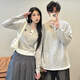 不一樣的情侶裝春夏季2026新款潮牌假兩件長(cháng)袖衛衣T恤打底衫上衣 女生長(cháng) 袖灰色衛衣 M