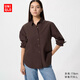 優(yōu)衣庫女裝全棉襯衫/長(cháng)袖襯衣休閑通勤外套26春夏新款482828 38 深褐色 M