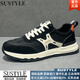 SUSTYLE國際高端正品秋季新款厚底輕便百搭運動(dòng)鞋網(wǎng)面透氣休閑旅游跑步鞋 黑色 39