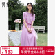 梵希蔓溫柔風(fēng)時(shí)尚套裝裙女夏季新款短袖上衣搭顯瘦半身長(cháng)裙 丁香紫 L