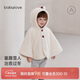 babylove嬰幼兒毛絨斗篷冬季夾棉加厚寶寶披風(fēng)保暖加絨外出連帽外套圣誕服