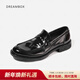 dreambox鈞博vibram馬臀皮純手工樂(lè )福鞋夏季透氣固特異一腳蹬皮鞋 黑色 43
