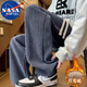 NASA MARVEL休閑褲男秋冬季燈芯絨保暖直筒寬松長(cháng)褲戶(hù)外運動(dòng) 灰色 XL