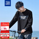 唐獅（TonLion）2025春男長(cháng)袖t恤男前胸大圖案潮印花圓領(lǐng)長(cháng)袖T恤 黑色 L 