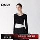 ONLY2025夏季新款假兩件刺繡字母LOGO正肩圓領(lǐng)T恤女|125302026 H1Z黑色 M