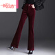 啄木鳥(niǎo)（TUCANO）燈芯絨女褲秋冬新款微喇叭休閑褲女春秋韓版百搭高腰顯瘦防寒長(cháng)褲 酒紅色微喇叭褲 L 建議100-110斤