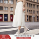 香影米白網(wǎng)紗半身裙女高腰2026春季新款超好看亮片垂墜感顯瘦裙子 米色 L