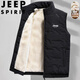 JEEP SPIRIT吉普棉馬甲男士秋冬加絨加厚保暖背心羊羔絨無(wú)坎肩外套 黑色 4XL