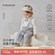 babylove【紡軟織柔】嬰幼兒連體衣春款純棉男寶寶哈衣假兩件爬服小禮服 格雷紳士 90cm