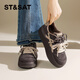 星期六加絨德訓鞋女款2025新款冬真皮巨好看復古增高雪地靴保暖百搭棉鞋