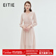 愛(ài)特愛(ài)（EITIE）法式復古雪紡網(wǎng)紗V領(lǐng)收腰長(cháng)袖連衣裙秋冬新款女裙C2307248 花蜜粉63 2XL 175