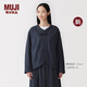 MUJI女式木棉混輕量牛仔盤(pán)扣襯衫女士外套26年春季新品BC2R8A6S 深藏青色 XL （165/92A）
