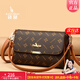 袋鼠卡拉圣誕禮物送女友老婆2025新款女士單肩斜挎包小包包品牌輕奢女包 棕配杏（禮盒裝+手包+卡包）