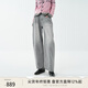 EIN言復古慵懶風(fēng)刺繡貓須灰色破縫休閑長(cháng)牛仔褲子女2025早秋新款 暮灰 M