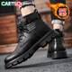 卡帝樂(lè )鱷魚(yú)（CARTELO）馬丁靴男高幫秋冬季皮靴子男士潮牌工裝靴厚底作戰男靴 黑色 42碼