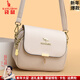 袋鼠卡拉品牌女士單肩斜挎小包包女包真皮包2026新款中年媽媽包軟皮手機包 米白色（配禮盒+手包卡包） 