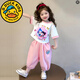 G.duck女童夏季運動(dòng)套裝2025新款超好看兒童哪吒服裝寶寶夏裝短袖兩件套 粉色 85 cm 80碼建議75-9-12月