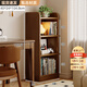 府立實(shí)木書(shū)架落地小柜子收納矮書(shū)柜一體靠墻展示柜客廳復古多層置物架 【四層】40x24x104.8胡桃色 送工具自行安裝