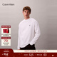 Calvin KleinJeans25秋季新款男士休閑通勤ck刺繡純棉寬松打底長(cháng)袖T恤上衣 YAF-月光白 M