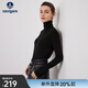 Navigare意大利小帆船女士長(cháng)袖T恤秋冬季羊毛高領(lǐng)打底衫簡(jiǎn)約百搭彈力體恤 暗夜黑磨毛版 XL